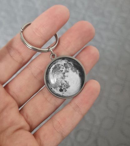 Star Map And Moon Phase By Date Keychain, Double Sided Keyring, Custom Birth Moon Phase, Personalized Anniversary Birthday Gift For Men RP.1