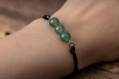Birthstone Bracelet with Natural Gemstone, Adjustable Cord Bracelet, Real Crystal Jewelry, Birthday Gift with Mineral Meaning Card, BGM