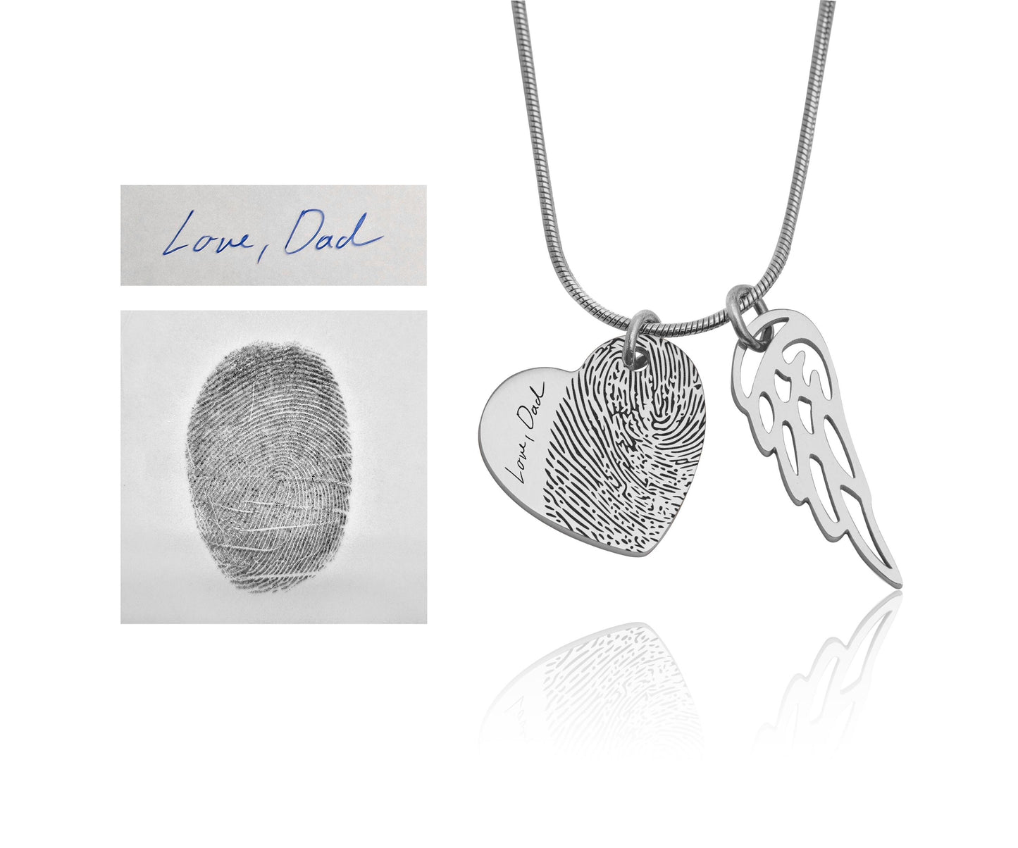 Personalized Heart Necklace with Fingerprint and Name, Grief Keepsake Gift for Loss Mother, Memorial Thumbprint Sympathy Jewelry, C.2