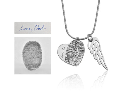 Personalized Heart Necklace with Fingerprint and Name, Grief Keepsake Gift for Loss Mother, Memorial Thumbprint Sympathy Jewelry, C.2
