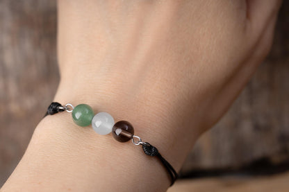 Stress & Anxiety Relief Bracelet - Natural Crystal Adjustable Cord Bracelet for Calm, Emotional Balance, and Inner Peace, Teenager Gift, CGM