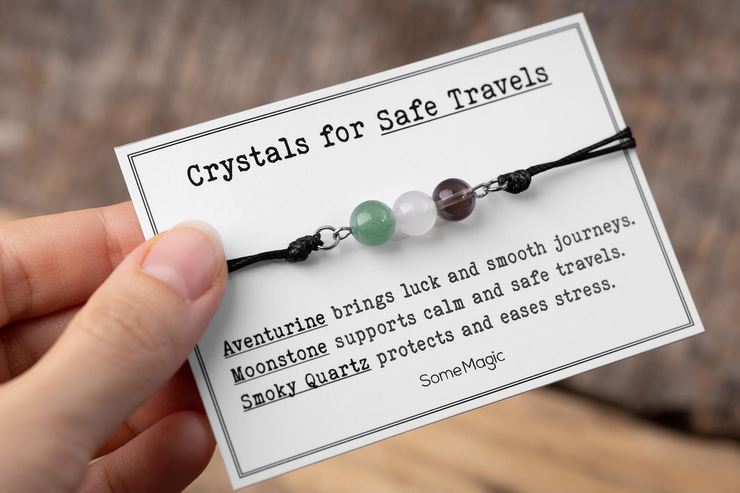 Stress & Anxiety Relief Bracelet - Natural Crystal Adjustable Cord Bracelet for Calm, Emotional Balance, and Inner Peace, Teenager Gift, CGM