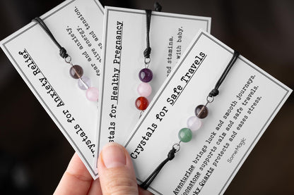 Positive Mindset Bracelet - Adjustable Cord Jewelry with Natural Gemstones, Uplifting & Motivational Gift, Confidence and Focus Support CGM