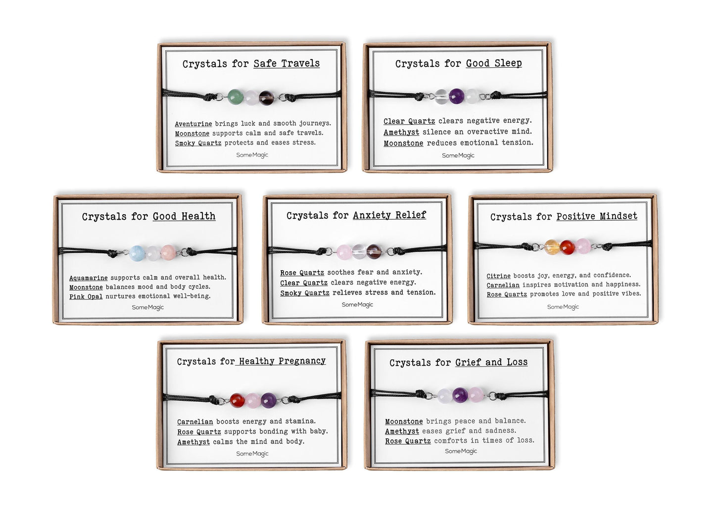 Adjustable Gemstone Bracelet - Safe Travels, Good Sleep, Healthy Pregnancy, Grief & Loss, Anxiety Relief, Positive Mindset, Good Health CGM