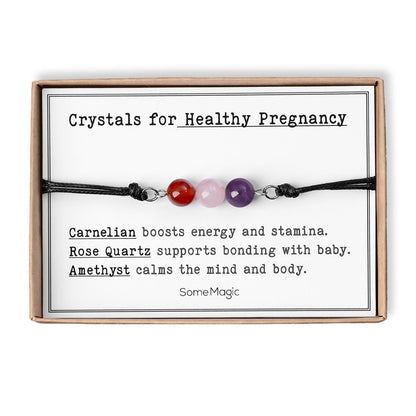 Healthy Pregnancy Bracelet  Natural Gemstone Jewelry, Adjustable Cord Bracelet, Gift for Mom to Be, Baby Shower or Maternity Gift, CGM