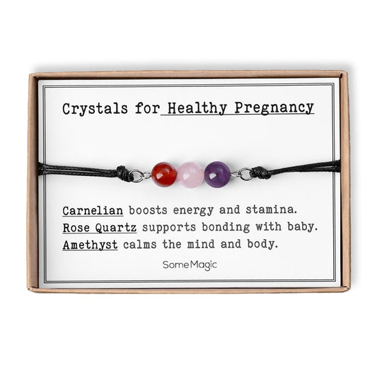 Healthy Pregnancy Bracelet  Natural Gemstone Jewelry, Adjustable Cord Bracelet, Gift for Mom to Be, Baby Shower or Maternity Gift, CGM