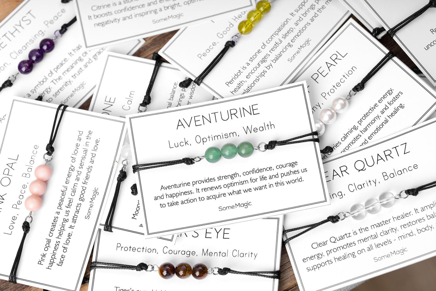 Black Onyx Bracelet - Adjustable Cord with Natural Crystals for Protection, Grounding, Emotional Strength, Balance, and Self-Discipline, MGM