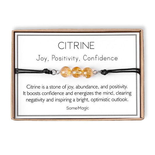Citrine Cord Bracelet - Adjustable Yellow Crystal Jewelry for Joy, Confidence and Abundance - Healing Gemstone Gift for Her or Him, MGM