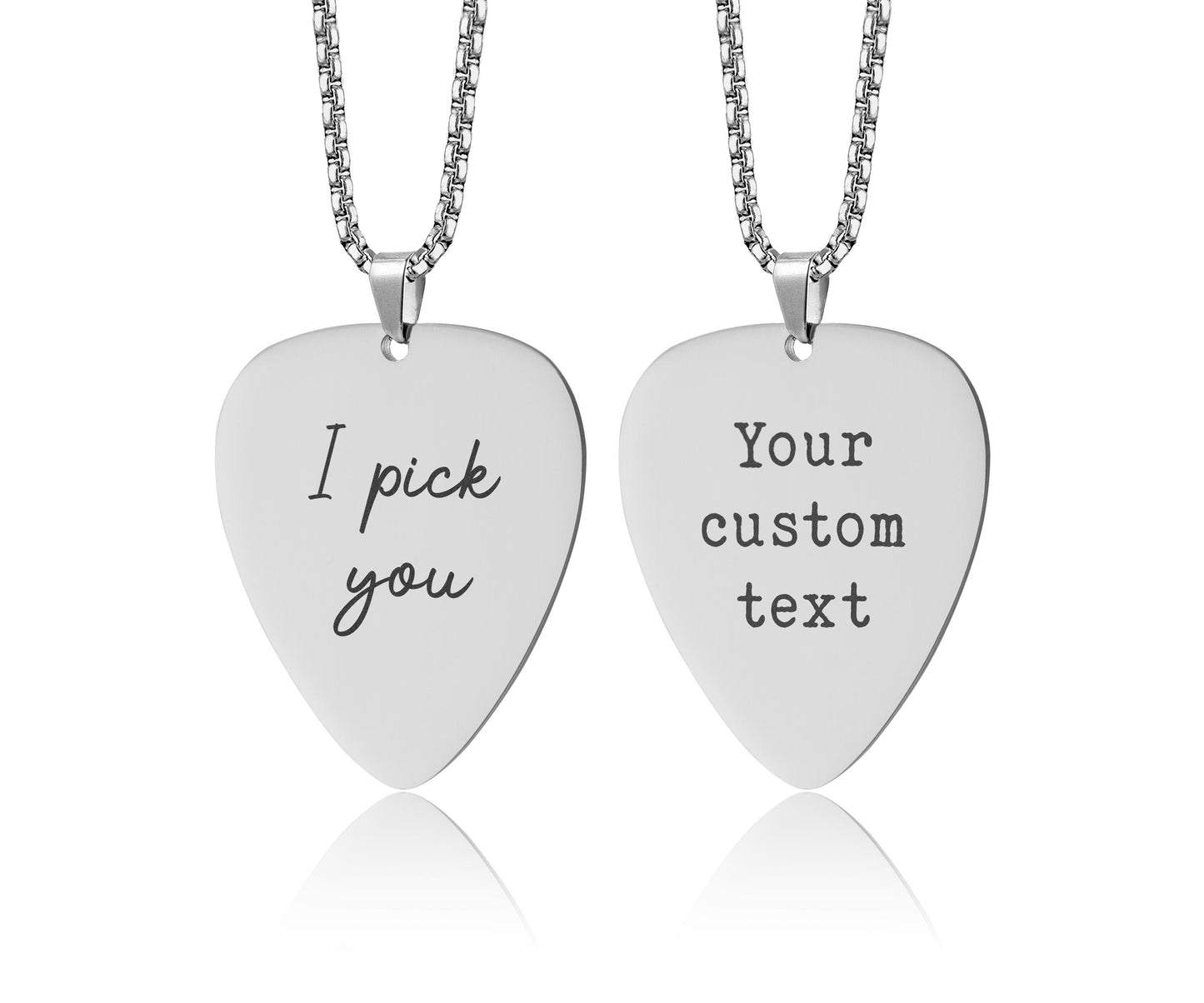 Your Custom Logo Guitar Pick Necklace with Optional Engraving on Back Side - Personalized Gift for Bandmate, Guitarist, or Musician, C.2