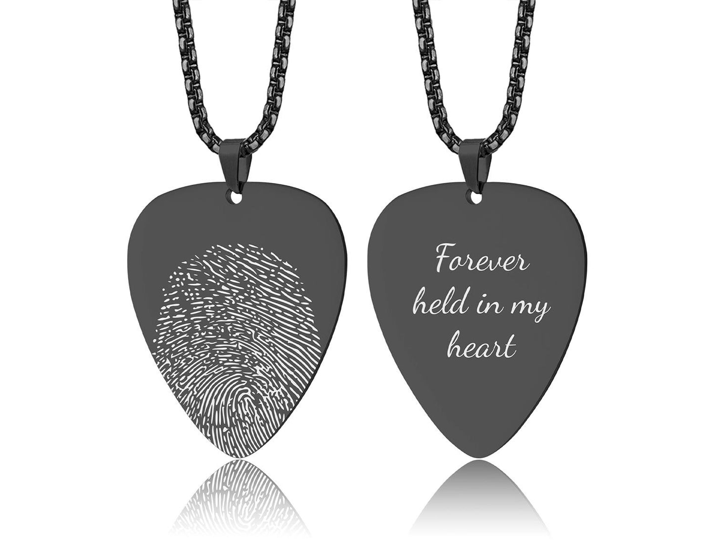 Guitar Pick Necklace With Fingerprint, Custom Grief Jewelry with Actual Thumbprint, Personalized Musician Keepsake, Loss of Guitarist, C.2