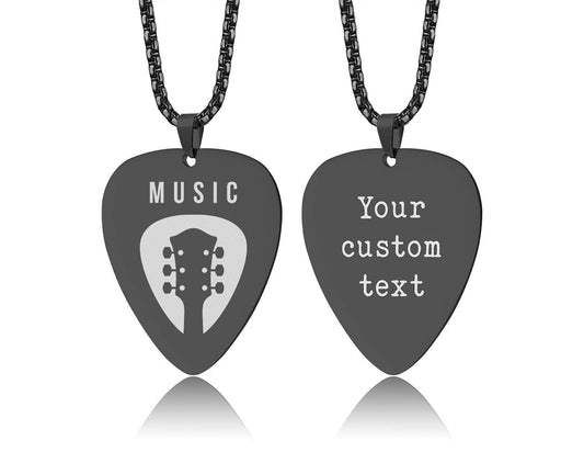 Your Custom Logo Guitar Pick Necklace with Optional Engraving on Back Side - Personalized Gift for Bandmate, Guitarist, or Musician, C.2