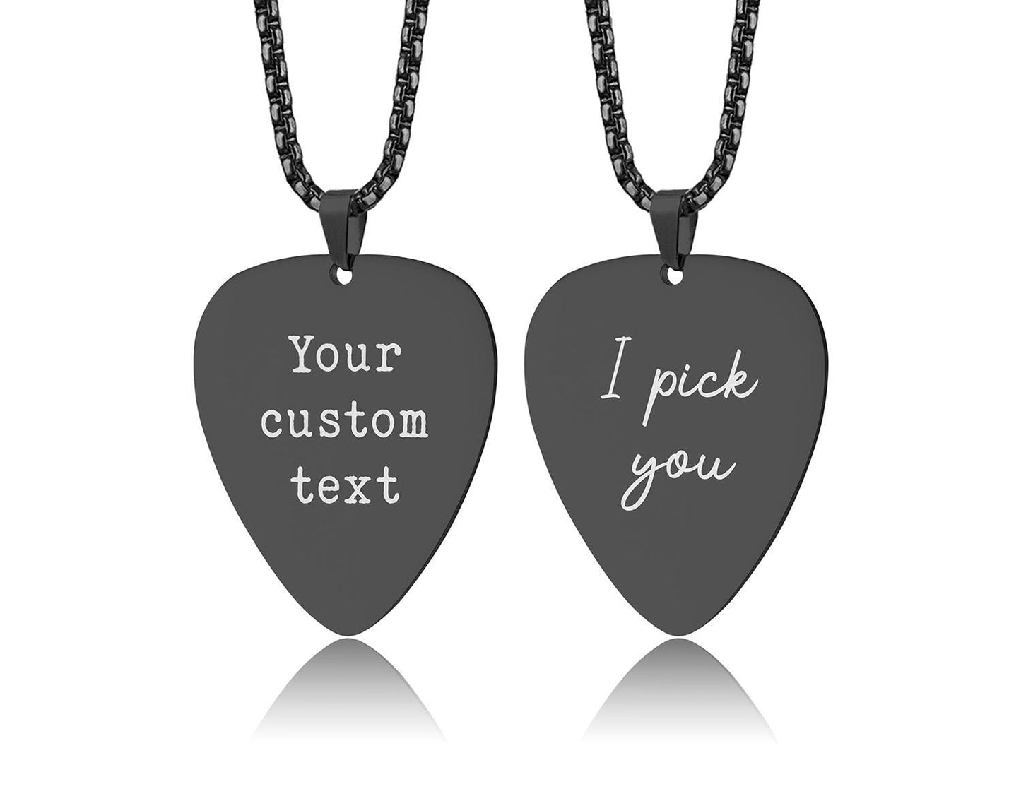 Your Custom Logo Guitar Pick Necklace with Optional Engraving on Back Side - Personalized Gift for Bandmate, Guitarist, or Musician, C.2