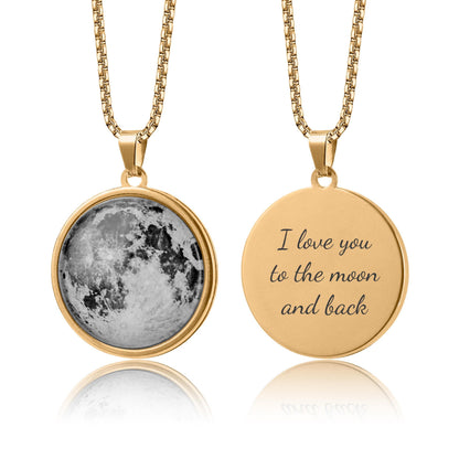 Custom Moon Phase Necklace with Engraving on Back, Birthday Gift For Men, Anniversary Gift For Him, Personalized Pendant for Boyfriend, RP.1