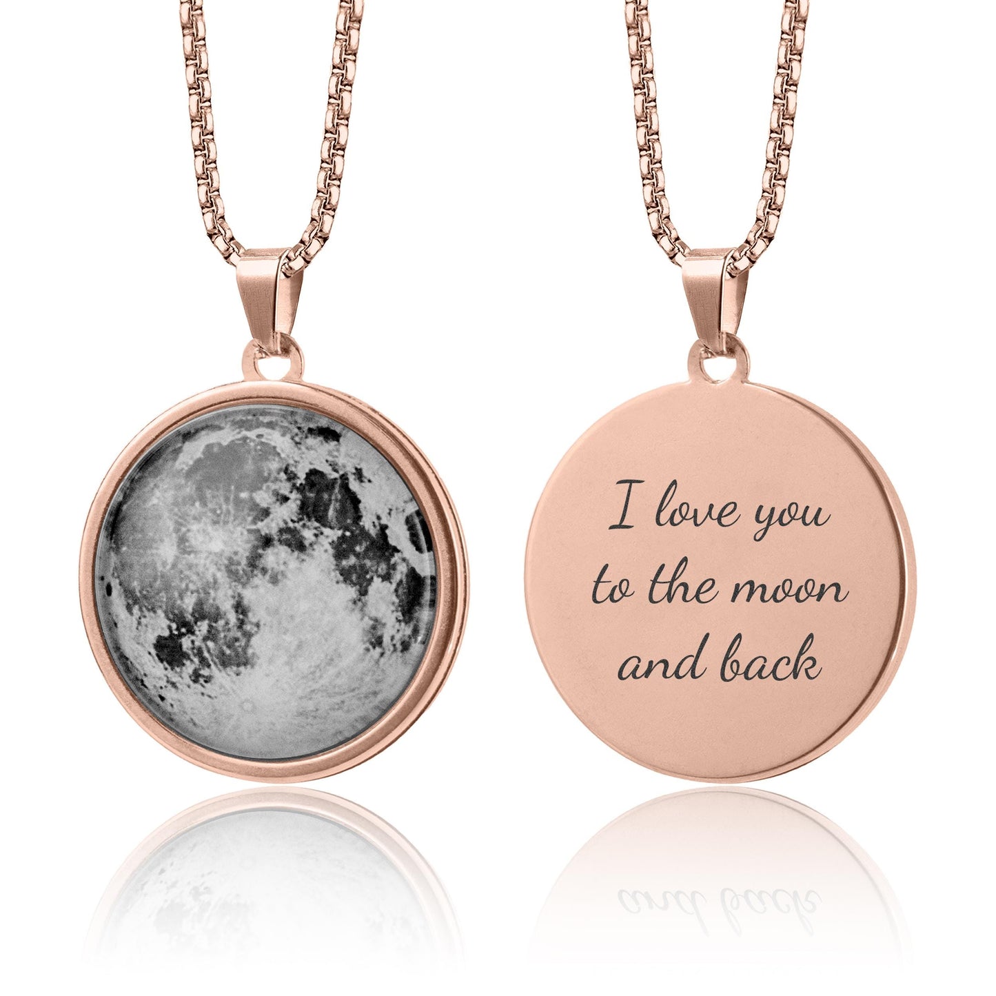 Moon Necklace for Men with Custom Lunar Phase from Your Special Date, Personalized Jewelry - Birthday or Anniversary Gift for Him, RP.1