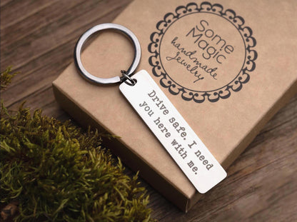 Drive Safe Keyring for Boyfriend or Husband, Gifts for Passing Driving Test, Birthday Gift for Him or Her, Keychain for New Driver, C.2