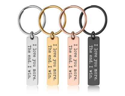I Love You More Keyring for Boyfriend or Girlfriend, Anniversary Gift for Men, Personalized Birthday Gift, Playful Gift for Him or Her, C.2