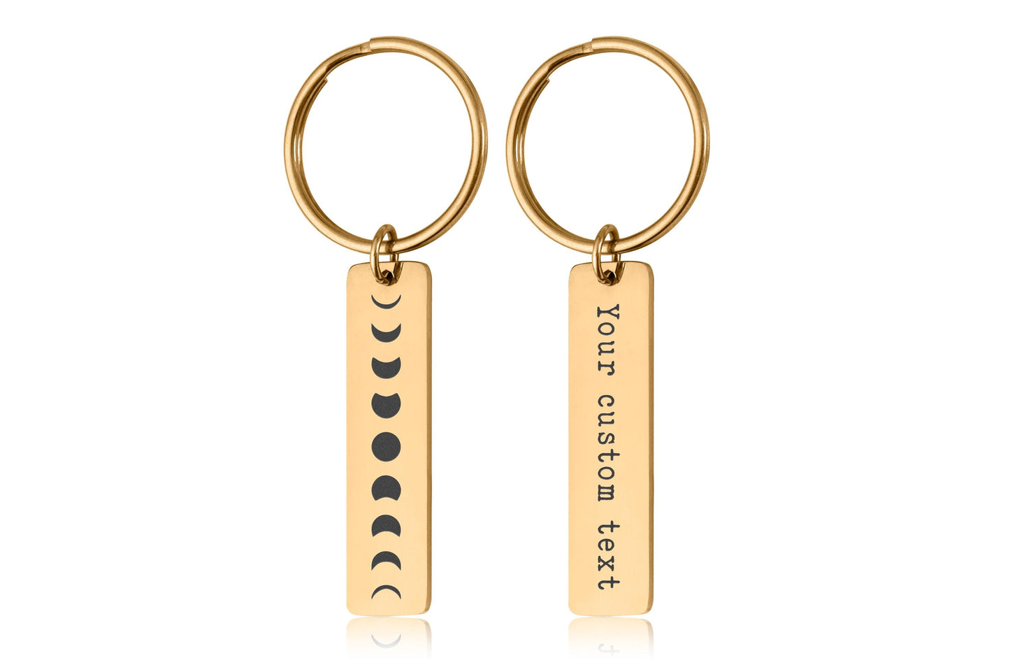 Full Moon Cycle Keychain, Celestial Keyring with Phases of the Moon, Engraved Lunar Accessory, Birthday Gift for Girlfriend or Boyfriend C.2