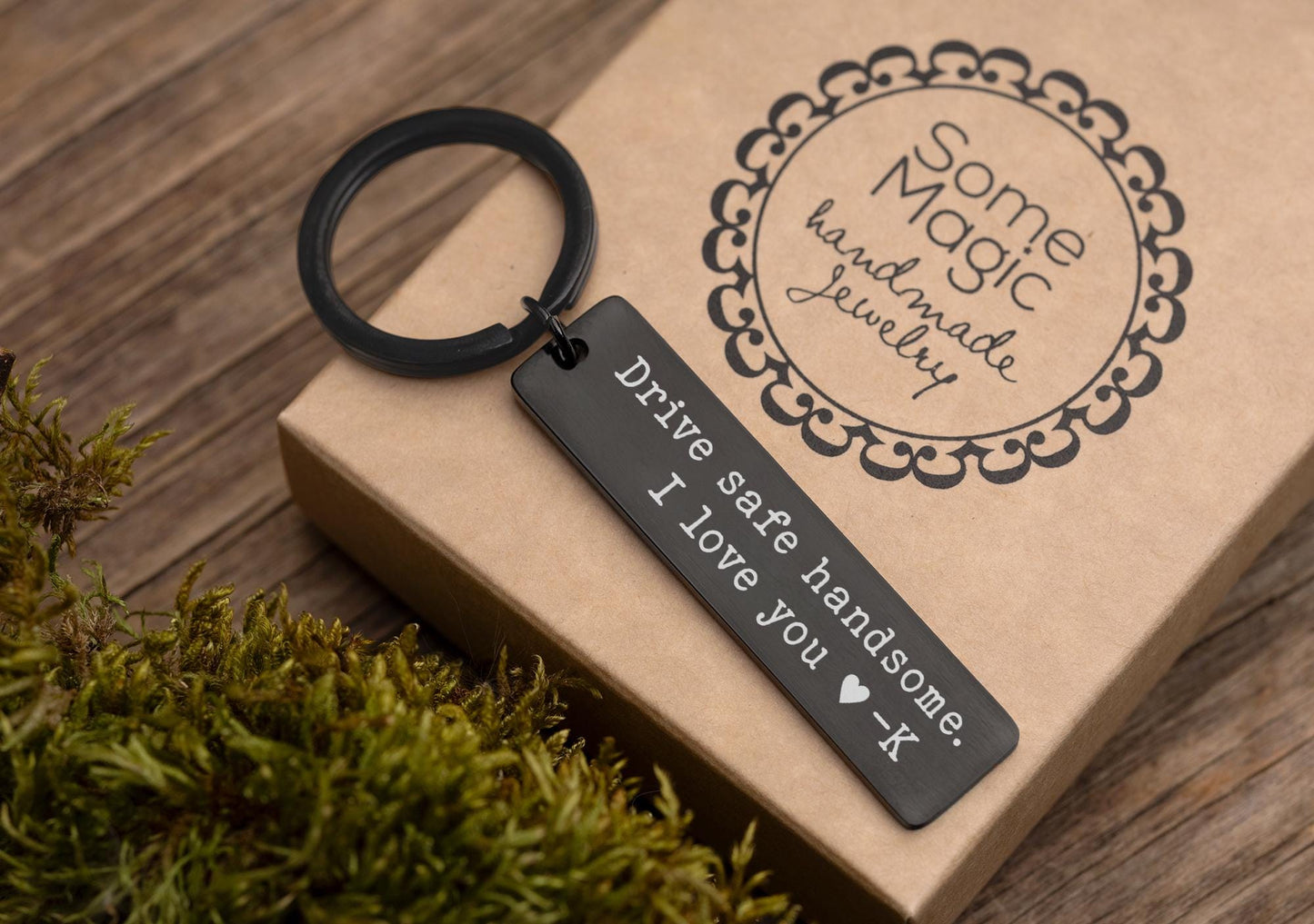 Drive Safe Handsome Keychain with Initial for Boyfriend or Husband, Gift for Passing Driving Test, Keyring for New Driver, Gift for Him, C.2