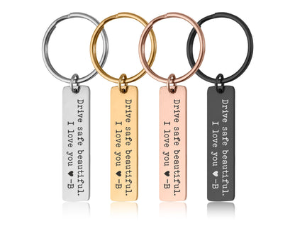 Drive Safe Beautiful Keychain with Initial for Girlfriend or Wife, Gift for Passing Driving Test, Keyring for New Driver, Gift for Women C.2