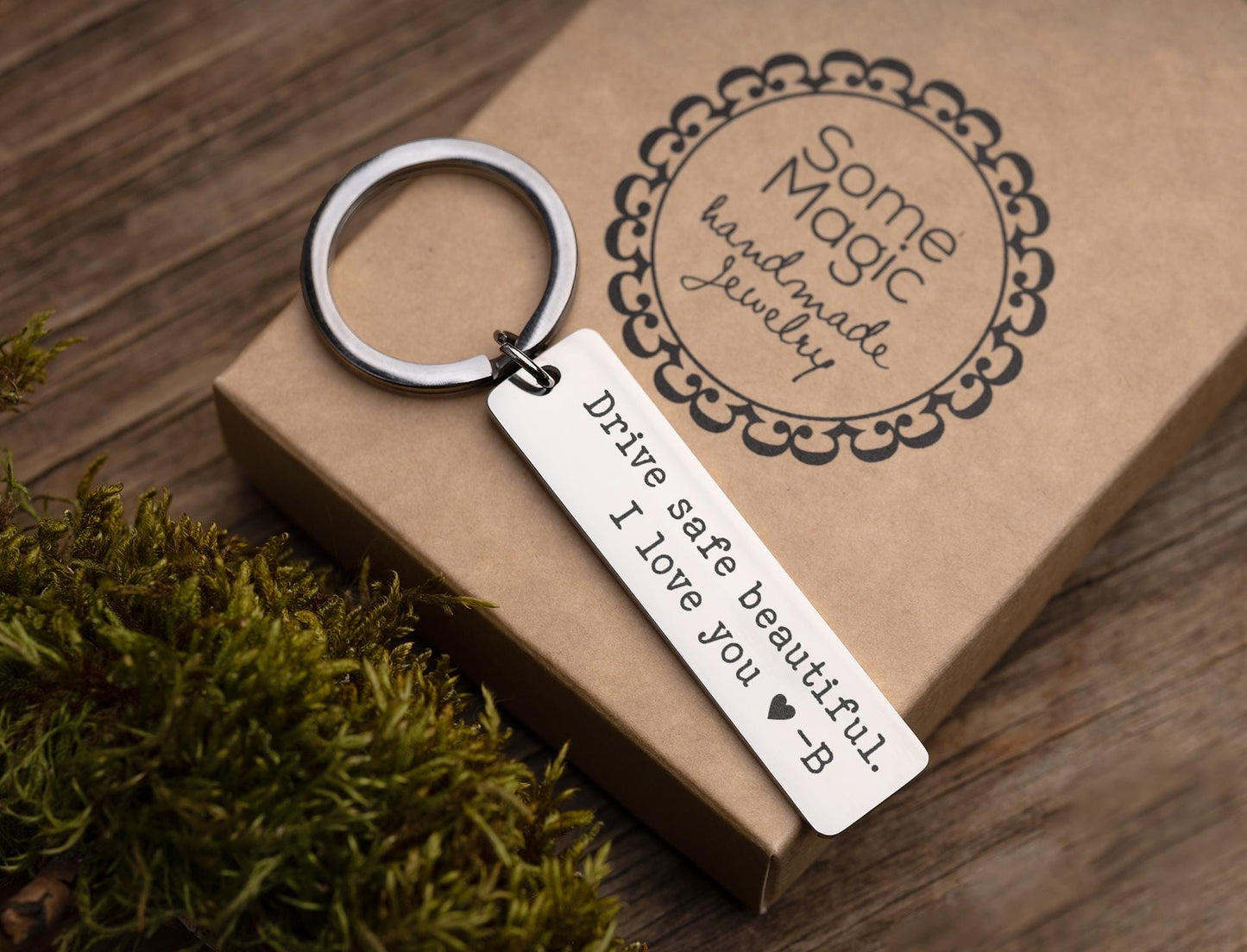 Drive Safe Beautiful Keychain with Initial for Girlfriend or Wife, Gift for Passing Driving Test, Keyring for New Driver, Gift for Women C.2