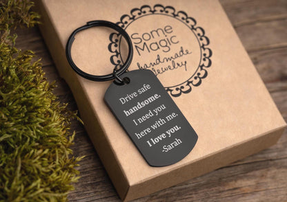 Drive Safe Handsome Keychain for Boyfriend or Husband, Keyring for New Driver, Gift for Passing Driving Test, Birthday Gift for Him, C.2