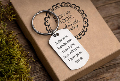 Drive Safe Handsome Keychain for Car Lover, Keyring for New Driver, Passing Driving Test, Birthday Gift for Him, Romantic Gift for Men, C.2