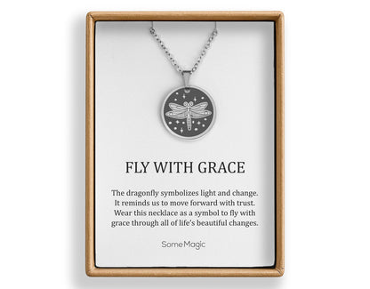 Dragonfly Necklace, Gift for Daughter from Mom or Dad, Ready to Gift Inspiring and Motivating Birthday Jewelry for a Girl, Fly With Grace