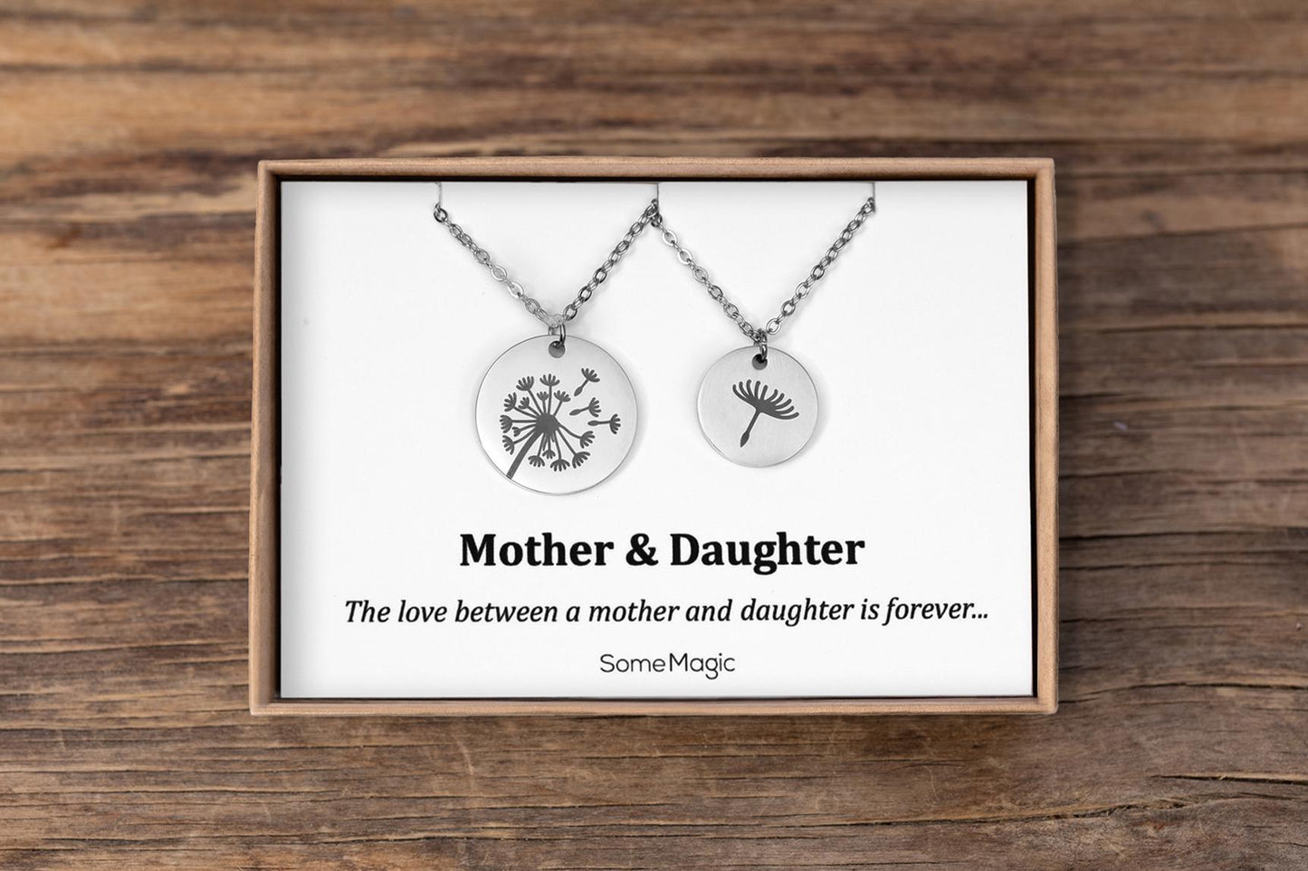 Dandelion Seed Necklace Jewelry Set - The Love Between Mother and Daughter is Forever Gift Card, Mom Birthday Gift, C.101