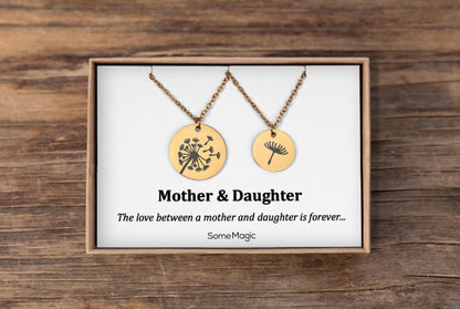 Mother and Daughter Necklaces with Dandelion Seed -  Jewelry Set Gift for Mom - Birthday Gifts for Women, C.101