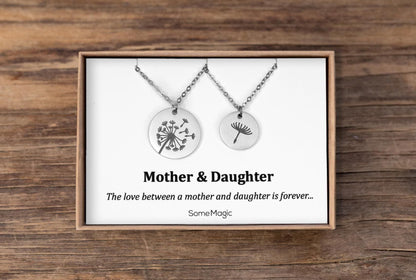 Mother and Daughter Necklaces with Dandelion Seed -  Jewelry Set Gift for Mom - Birthday Gifts for Women, C.101