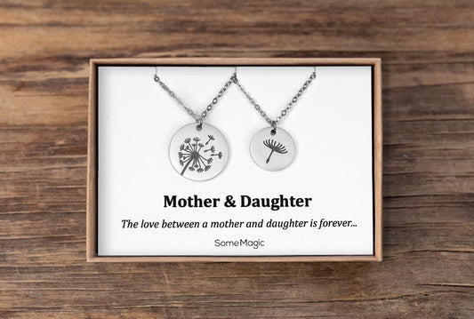 Mother and Daughter Necklaces with Dandelion Seed -  Jewelry Set Gift for Mom - Birthday Gifts for Women, C.101