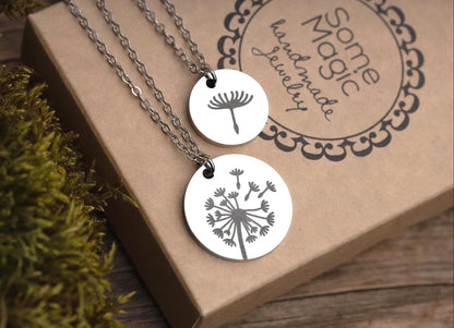 Dandelion Seed Necklace Jewelry Set - The Love Between Mother and Daughter is Forever Gift Card, Mom Birthday Gift, C.101