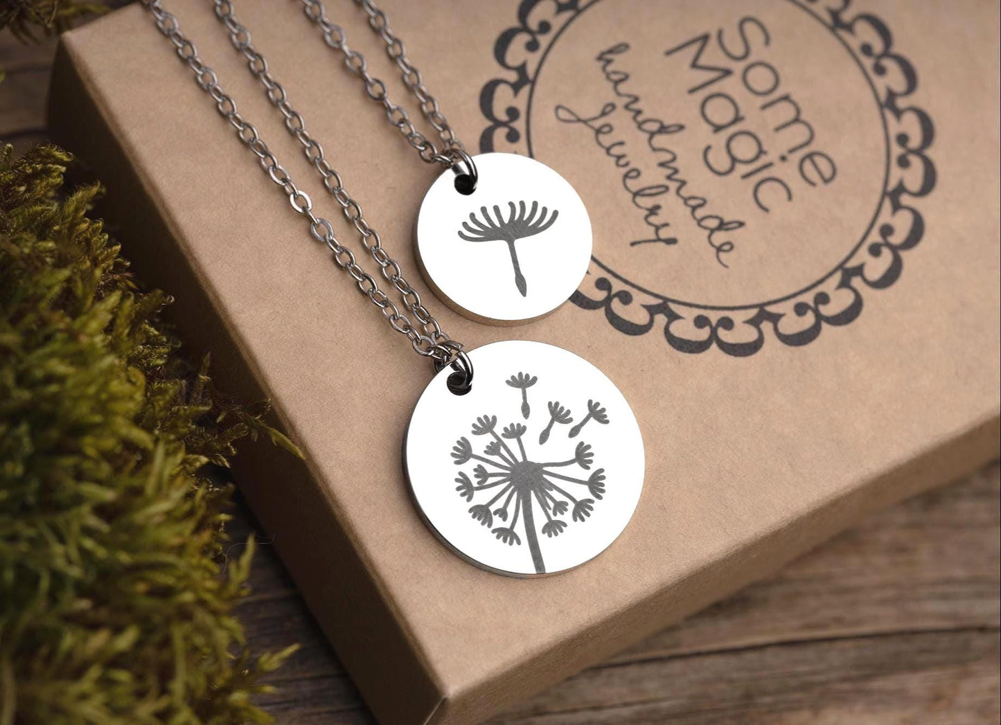 Mom and Daughter Dandelion Seed Necklace Set for - The Love Between Mother and Daughter is Forever Gift Card, Birthday Gift for Mom, C.101