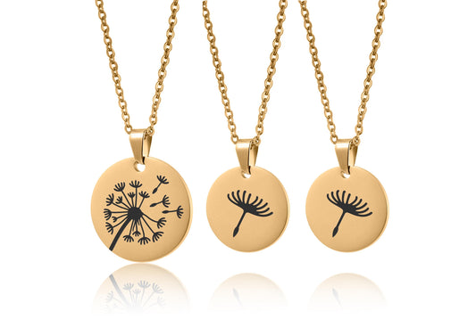 Set of Three Dandelion Necklaces for Mother and Two Daughters with Gift Card: The Love Between Mother and her Daughters is Forever, C.102