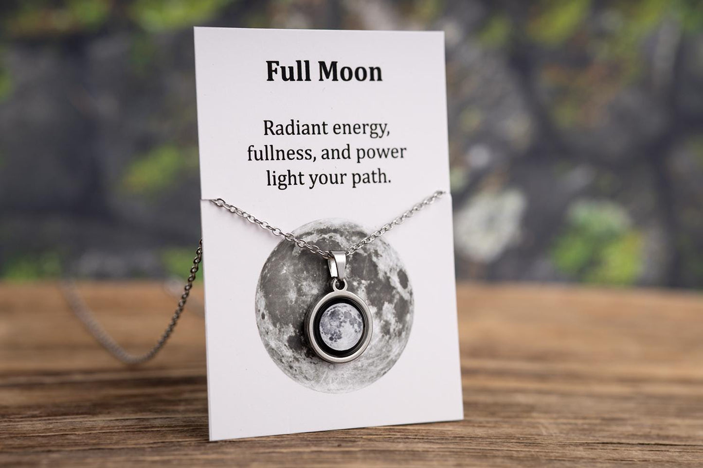 Moon Phase Necklace with Custom Back Engraving and Adjustable Chain, Stainless Steel Silver Teen Jewelry, Sweet 16 Birthday Gift For Her
