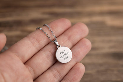Full Moon Necklace for Her - Custom Pendant with Any Lunar Phase, Engraving and Adjustable Chain, Birthday Silver Jewelry Gift for Women
