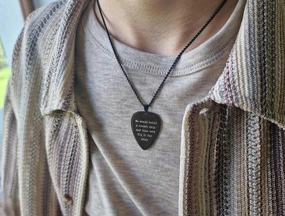Personalized Song Lyrics Custom Engraved on Guitar Pick Necklace for Boyfriend or Girlfriend, Gift for Musician or Music Lover Gif, KP.2/C.2