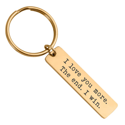 I Love You More Keychain for Boyfriend or Girlfriend, Playful Gift for Him or Her, Anniversary Gift for Men, Personalized Birthday Gift, C.2