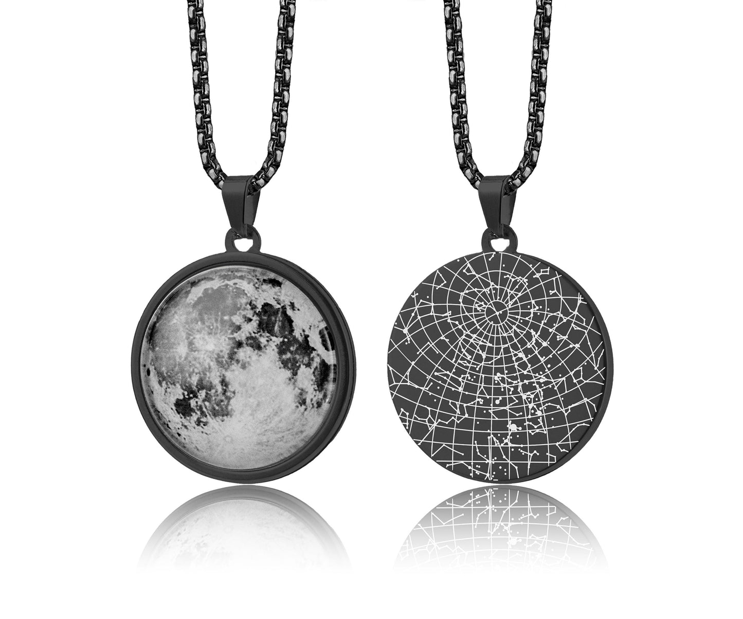 Personalized Moon Phase And Star Map By Date Necklace For Women, Custom Anniversary Gift For Her, Star Chart Girlfriend Birthday Gift, RP.1