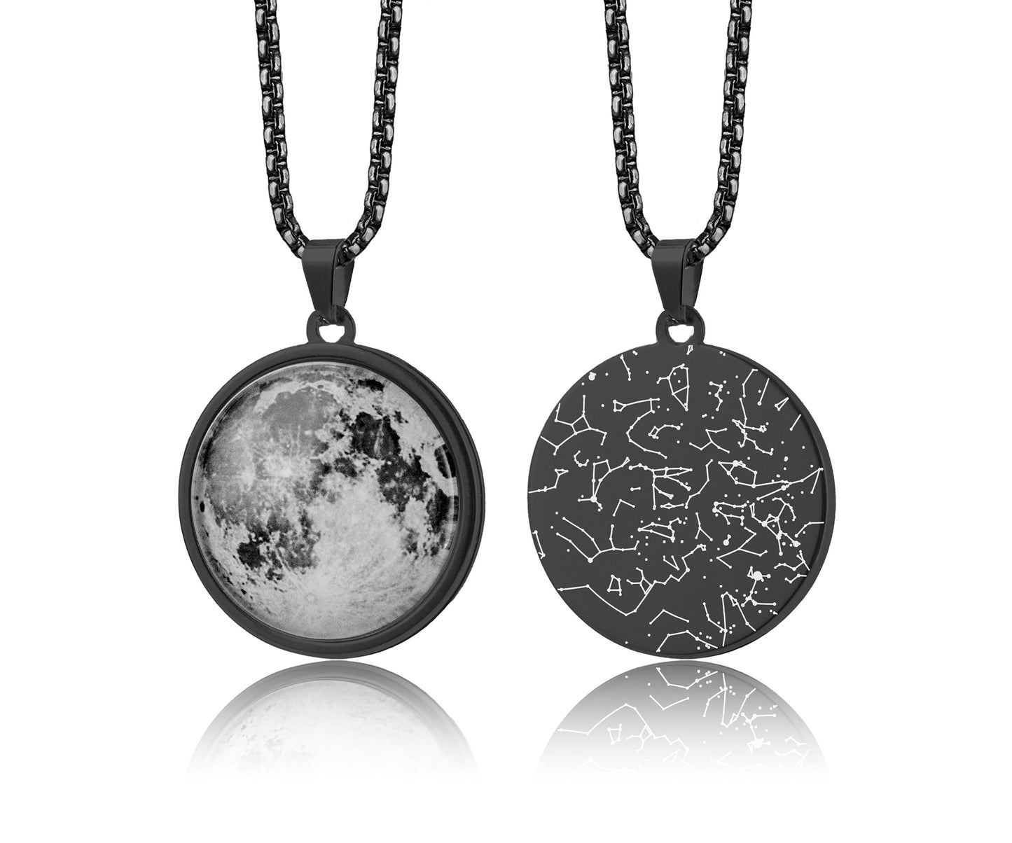 Custom Moon Phase And Star Map By Date Necklace For Him, Personalized Night Sky, Anniversary Gift For Men, Birthday Gift For Boyfriend, RP.1