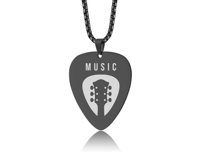 Engraved Custom Logo Guitar Pick Necklace - Personalized Gift for Guitarist, Bandmate, Musician or Music Lover - Music Jewelry for Men, C.2