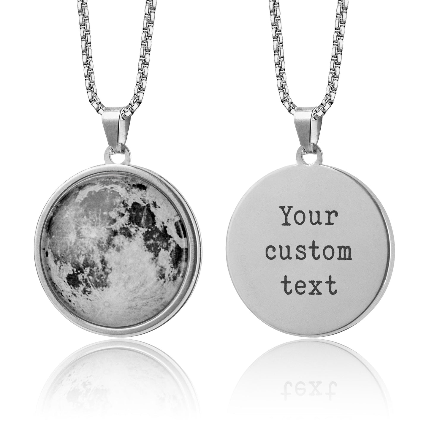 Custom Moon Phase Necklace with Engraving on Back, Birthday Gift For Men, Anniversary Gift For Him, Personalized Pendant for Boyfriend, RP.1