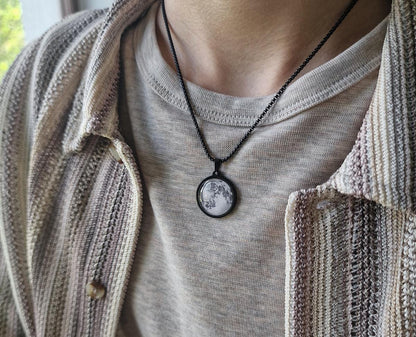 Custom Moon Phase Necklace with Engraving on Back, Birthday Gift For Men, Anniversary Gift For Him, Personalized Pendant for Boyfriend, RP.1