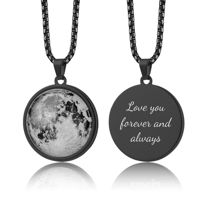 Moon Necklace for Men with Custom Lunar Phase from Your Special Date, Personalized Jewelry - Birthday or Anniversary Gift for Him, RP.1