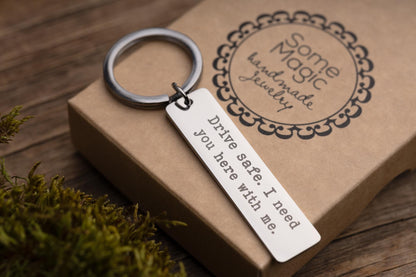 Drive Safe Keyring for Boyfriend or Husband, Gifts for Passing Driving Test, Birthday Gift for Him or Her, Keychain for New Driver, C.2