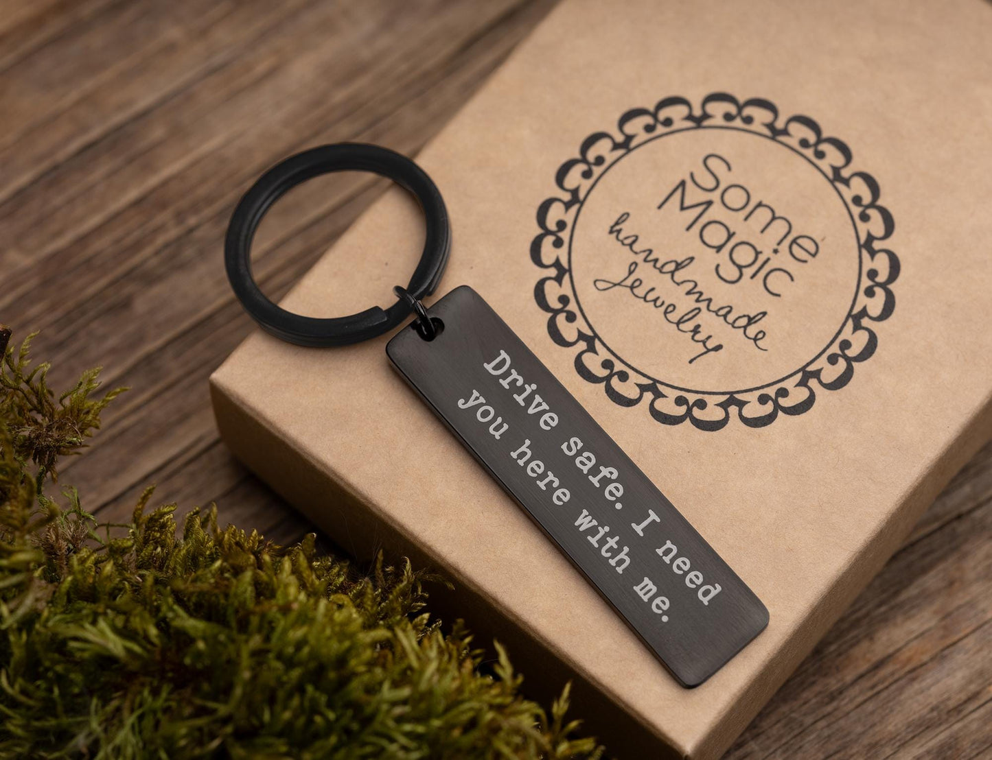 Drive Safe Keychain, Gift For Boyfriend or Husband, Gift For Driver, Birthday Gift For Men,  Gift for Him, I need you here with me, C.2