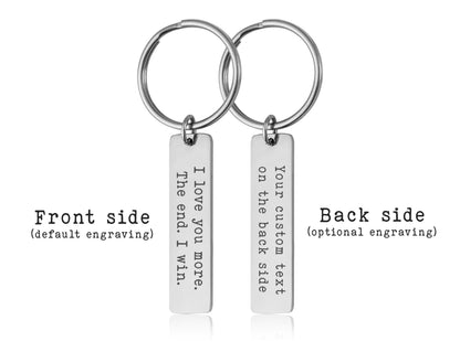 I Love You More Keychain for Boyfriend or Girlfriend, Playful Gift for Him or Her, Anniversary Gift for Men, Personalized Birthday Gift, C.2