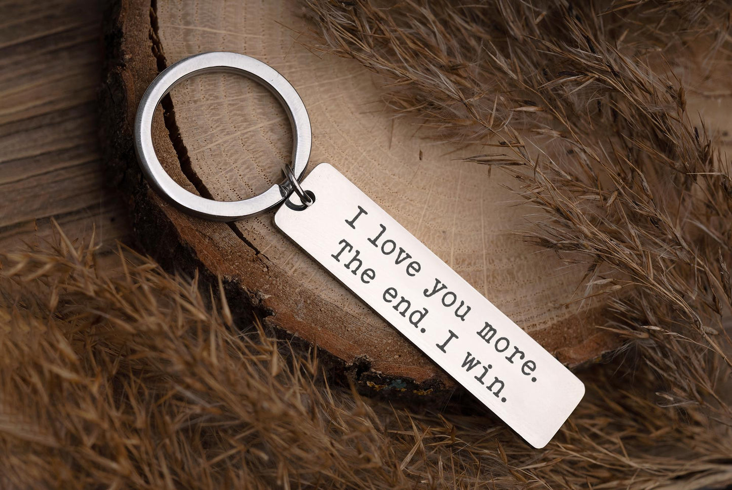 I Love You More Keychain for Boyfriend or Girlfriend, Playful Gift for Him or Her, Anniversary Gift for Men, Personalized Birthday Gift, C.2
