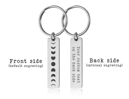 Phases of the Moon Celestial Keychain, Full Moon Cycle Keyring, I Love You To The Moon And Back Jewelry Gift for Boyfriend or Girlfriend C.2