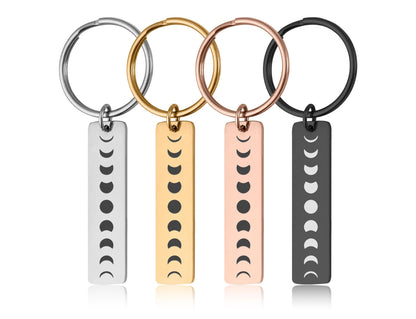 Full Moon Cycle Keychain, All Phases of the Moon Jewelry, Celestial Keyring, Birthday or Anniversary Gift for Boyfriend or Girlfriend, C.2